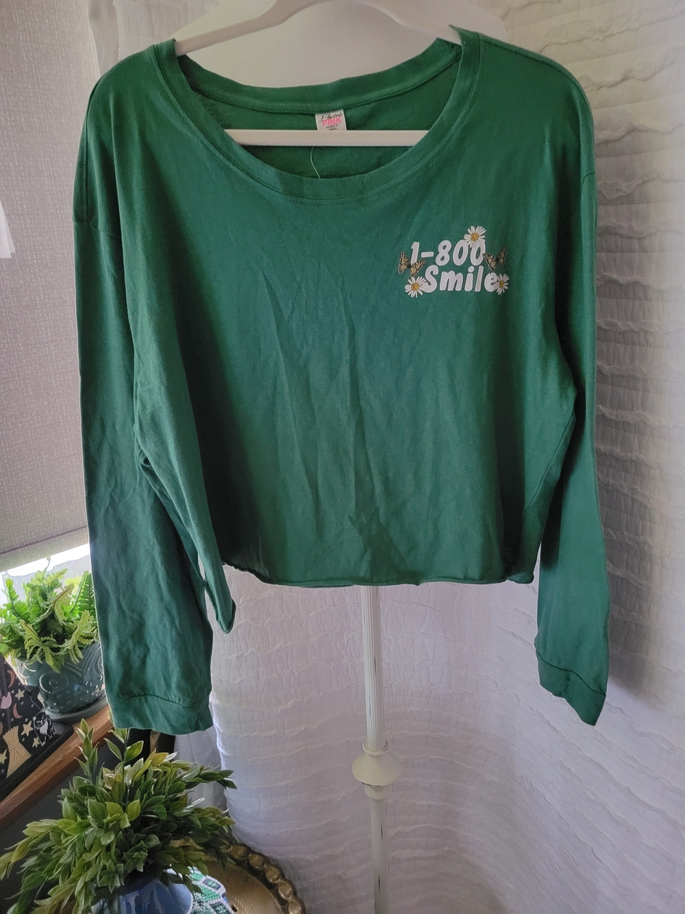 1-800 Smile Green Crop Top - Casual Women's Tee - Picture 15 of 16